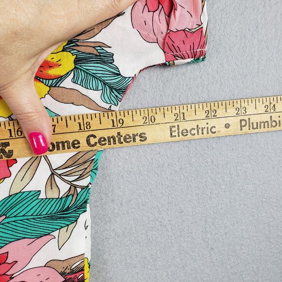 Mi Ner Va Size M Hawaiian Button Up Boxy Crop Bloomcore Colorful‎ Whimsical - Picture 6 of 7